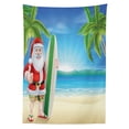 thumbnail image 3 of Ambesonne Christmas Tablecloth Rectangular Table Cover, Santa with Surfboard, 60"x84", Blue Green, 3 of 4