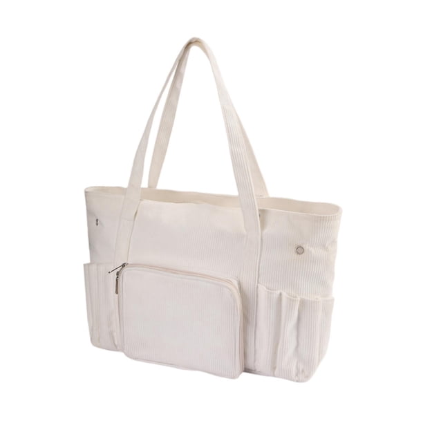 Bolsa de almacenamiento de hilo multiusos para principiantes de crochet, regalo con cierre de cremallera, bolso de mano para hilo Blanco