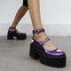 thumbnail image 1 of Moda para mujer Tacones altos gruesos Color sólido Sandalias con correa en el tobillo Estilo británico Hebilla de cinturón Patrón de corazón Uniforme de estudiante Zapatos de cuero barnizado Wmkox8yii hfjk1997, 1 of 7