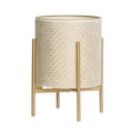 thumbnail image 2 of Fluted Metal Planter Pot With 4-Leg Gold Metal Base - White & Gold - 18"H x 13.75"W, 2 of 4
