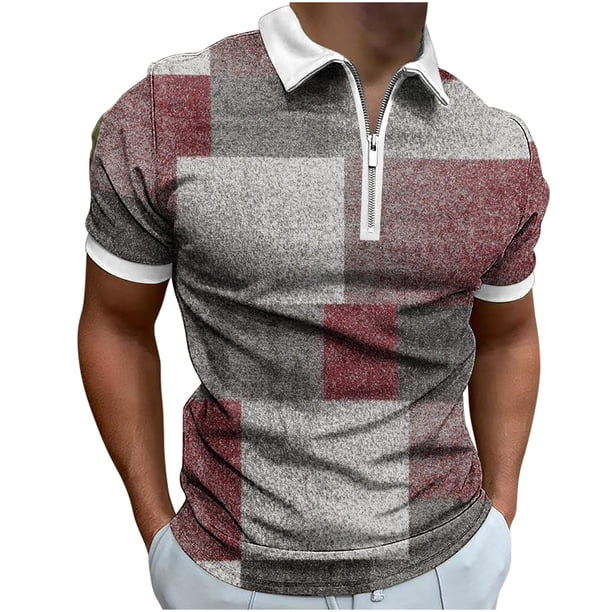 Tops de Algodón para las Mujeres con Cremallera de Manga Corta con Solapa Impresa Camiseta Suelta, Ligera Blusa de Cuello Redondo de Algodón de Imitación para el Hogar Y el Uso Diario