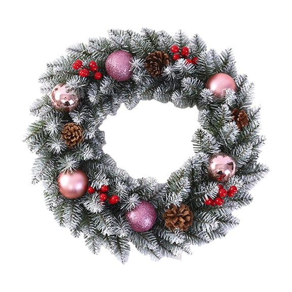 Christmas Pine Wreath Real Touch for Front Door Pinecone Ornaments Wreath for Winter Holiday Christmas Party Decorations, Pink