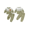 thumbnail image 2 of AceBaby Kids Boys Fall 2Pcs Outfit Sets for 3M-5Y, Contrast Color and Stripes Tops with Pants Toddler Clothes for Casual Daily, 2 of 9