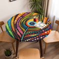 thumbnail image 5 of Eyes Feather Elastic Fitted Round Table Cover Abstract Art Colorful Waterproof Outdoor Tablecloth for Holiday Party, Picnic, Patio & Dining Fits Tables Up to 45"-54", 5 of 8
