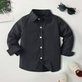 thumbnail image 2 of Ccpelsie Boys Button Down Shirt Long Sleeve Solid Dress Shirt with Point Collar for Uniform Casual Wear Holidays and Family Photos(A-Black,2-3 Years), 2 of 5