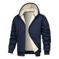 thumbnail image 2 of QIUOMBBP Men's Fleece Hoodies Winter Full Zip Sherpa Lined Jackets Winter Thicken Warm Outdoor Hooded Sweatshirt with Pockets Navy M, 2 of 4
