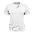 thumbnail image 3 of Domuza Casual Short Sleeve Henley Shirts for Men Fashion Button Gym Workout Athletic Tees White XL, 3 of 5