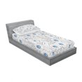 thumbnail image 3 of Floral Bedding Set with Sheet & Covers, Ornamental Hand Drawn Flowers and Leaves Blue Dots Doodle Pattern Abstract Art, Printed Bedroom Decor 2 Shams, 4 Sizes, Black White Blue, by Ambesonne, 3 of 3