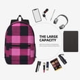 thumbnail image 6 of 17in Backpack With Pocket Adjustable Shoulder Strap Large Capacity Zipper Opening And Closing Double Pull Head Zipper For Work Travel Sports Hotpink Buffalo Plaid Check Tartan Scotland_2, 6 of 8