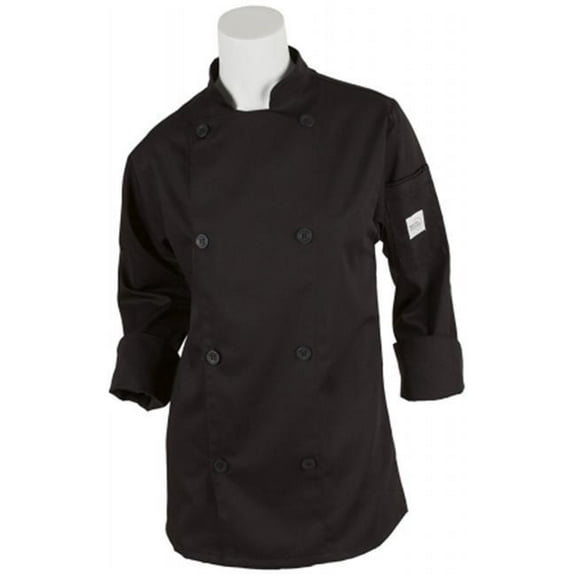 Mercer Tool M61030BKXS Genesis Womens Chef Jacket With Traditional Buttons, Black - XS