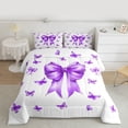 thumbnail image 2 of Feelyou Purple Cute Bow Knot Twin Comforter Sets, Butterfly Ribbon Bedding Set, 2 Pieces, 2 of 8