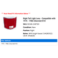 thumbnail image 2 of Right Tail Light Lens - Compatible with 1975 - 1986 Chevy C10 1976 1977 1978 1979 1980 1981 1982 1983 1984 1985, 2 of 2