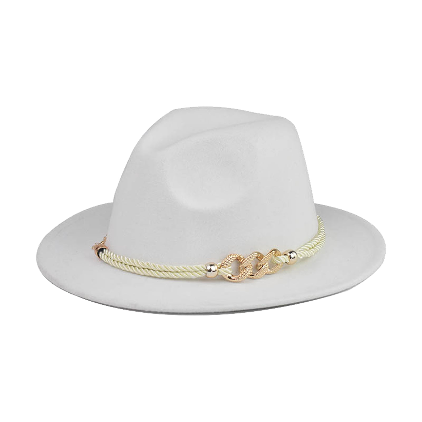 GeorgeB Wool+Polyester Fedora Hat for Women Men Winter Fedora Hat with Alloy Accessories