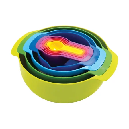 

GlKLLG Nest 3 qt Polypropylene Multicolored Mixing Bowls and Measuring Set 9 pc