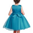 thumbnail image 4 of AJTQTH Girls Party Dress Stylish Sequined Sparkly Sleeveless Tunic Gowns High-Waisted Floral Accessories Solid Color Mesh Puffy Dress Sky Blue 7 Years, 4 of 4
