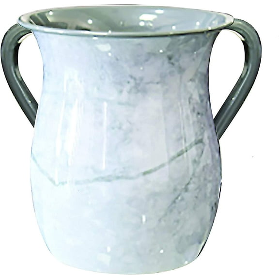 The Kosher Cook, 34 Oz White Marble Look Netilat Yadayim Cup - for Washing Ritual
