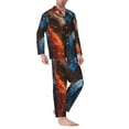 thumbnail image 2 of Sikiie Red And Blue Fire Dragon F Mens Pajama Set, Soft Warm Long Sleeve Sleepwear, Cozy Button-Down Pjs for Men-Medium, 2 of 7