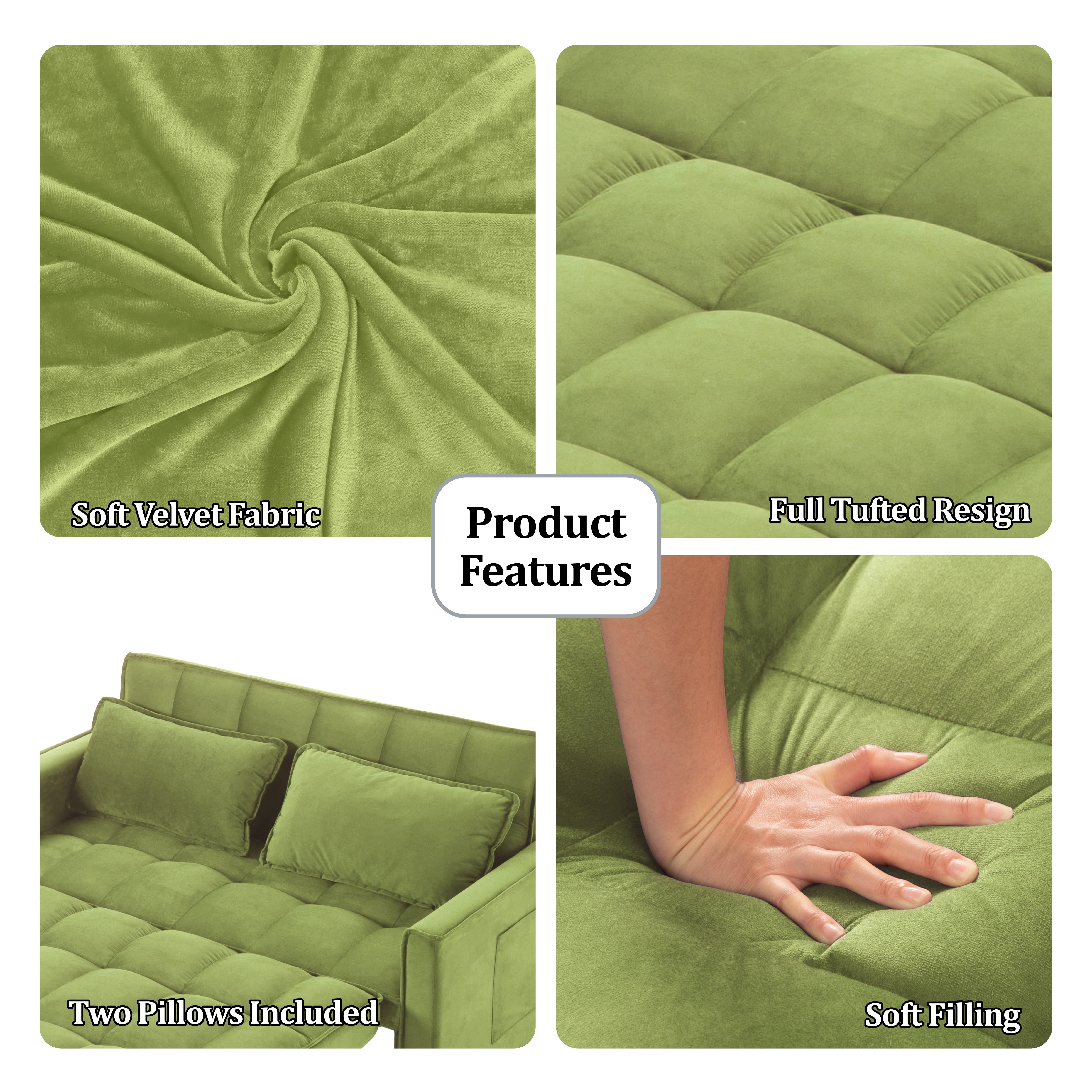 Gewnee 53.94" Pull-Out Sofa Bed – Convertible Twin Size Sleeper Bed,3 Adjustable Backrest Angles & Storage Side Pocket for Living Room,Office,Guest Room.Olive Green