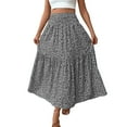 thumbnail image 2 of Aloohaidyvio Womens Boho Floral Print Elastic High Waist Pleated A Line Maxi Skirt, 2 of 6