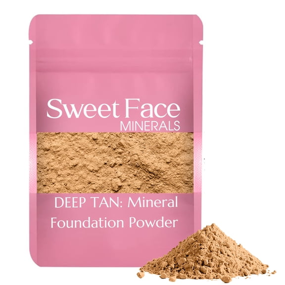 Deep Tan Foundation Shade – Bulk Mineral Makeup Refill Pouch, 8 oz – Sweet Face Minerals
