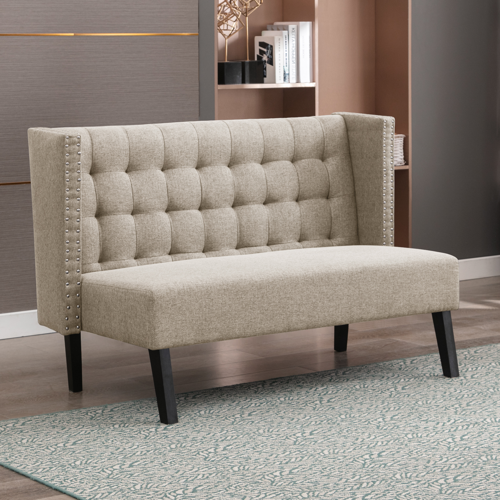 MUZZ Loveseat Settee Bench Sofa, Modern Upholstered Banquette Sofa