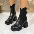 thumbnail image 5 of Viluyesy Womens Mid Calf Boots, Chunky Heels Back Zipper Square Toe Fall Winter Fashion Dress Boots Black US7.5, 5 of 9