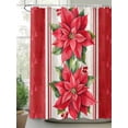 thumbnail image 2 of Red Poinsettia Christmas Shower Curtain Set, Waterproof Shower Curtains for Bathroom, Xmas Botanical Floral Modern Art Washable Fabric Cloth Bath Curtain for Bathtub with Hooks 60x72 Inches, 2 of 6