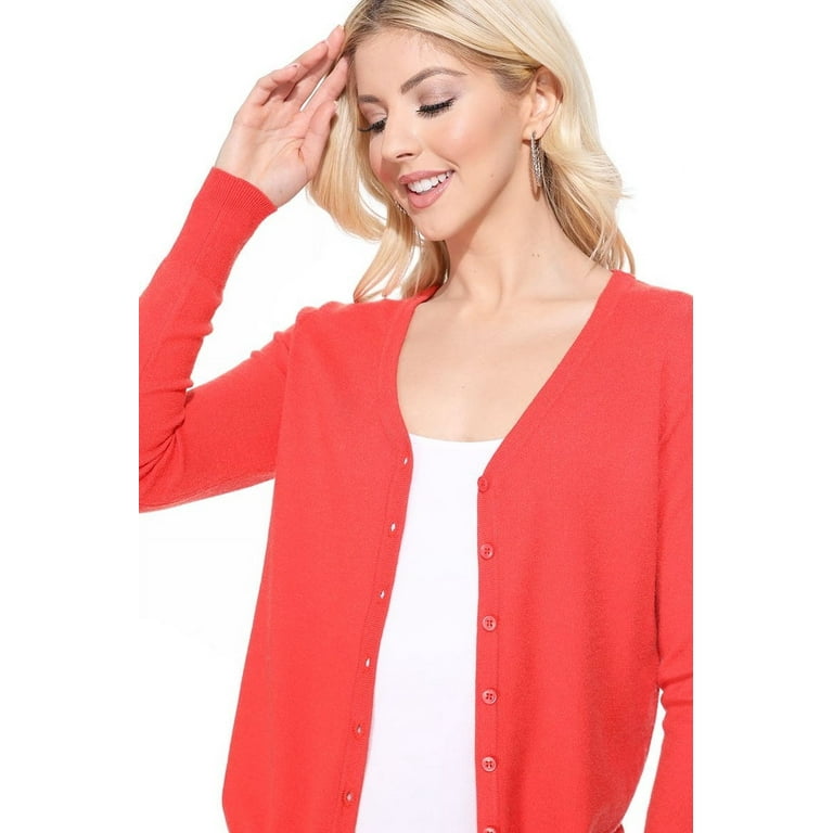 YEMAK Women's Long Sleeve V-Neck Button Down Soft Knit YEMAK Women's Long Sleeve V-Neck Button Down Soft Knit