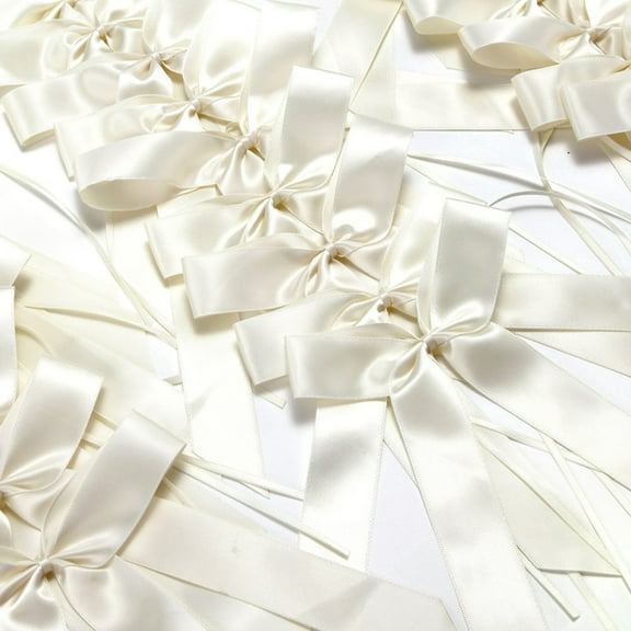 Raindrops 10Pcs Beige Polyester Ribbon Wedding Bow Decoration for Car and present Boxes