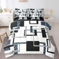 thumbnail image 1 of YST Ensemble de Douillette Mi-Siècle Pleine 7 Pcs pour Adulte Noir Bleu à Rayures Lit Tout-en-un, Ensembles de Literie Modernes à Imprimé Guépard, Ensembles de Lit Réversibles Noir Gris avec Drap Plat et Drap-Housse, Couvre-Oreillers, 1 of 5