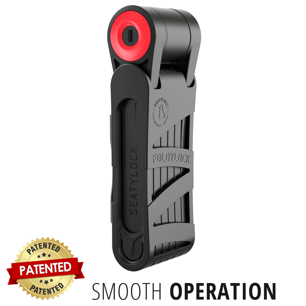 Seatylock FoldyLock 90cm Black with Red - Premium High Security Folding Bike Lock - Sold Secure Gold Rated Heavy Duty Anti Theft Guard with Keys