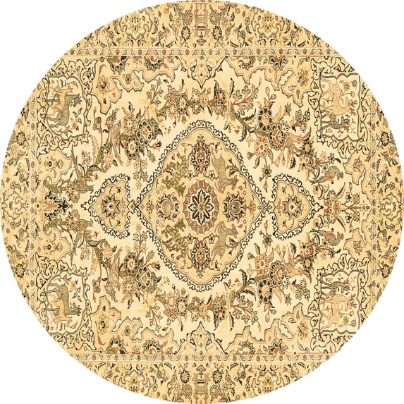 Ahgly Company Indoor Round Medallion Brown Traditional Area Rugs, 6' Round