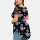 thumbnail image 4 of Camiseta de manga corta informal con cuello redondo y retazos de encaje asimétrico Summmer para mujer de talla grande Pompotops hkajfhjk463514, 4 of 6