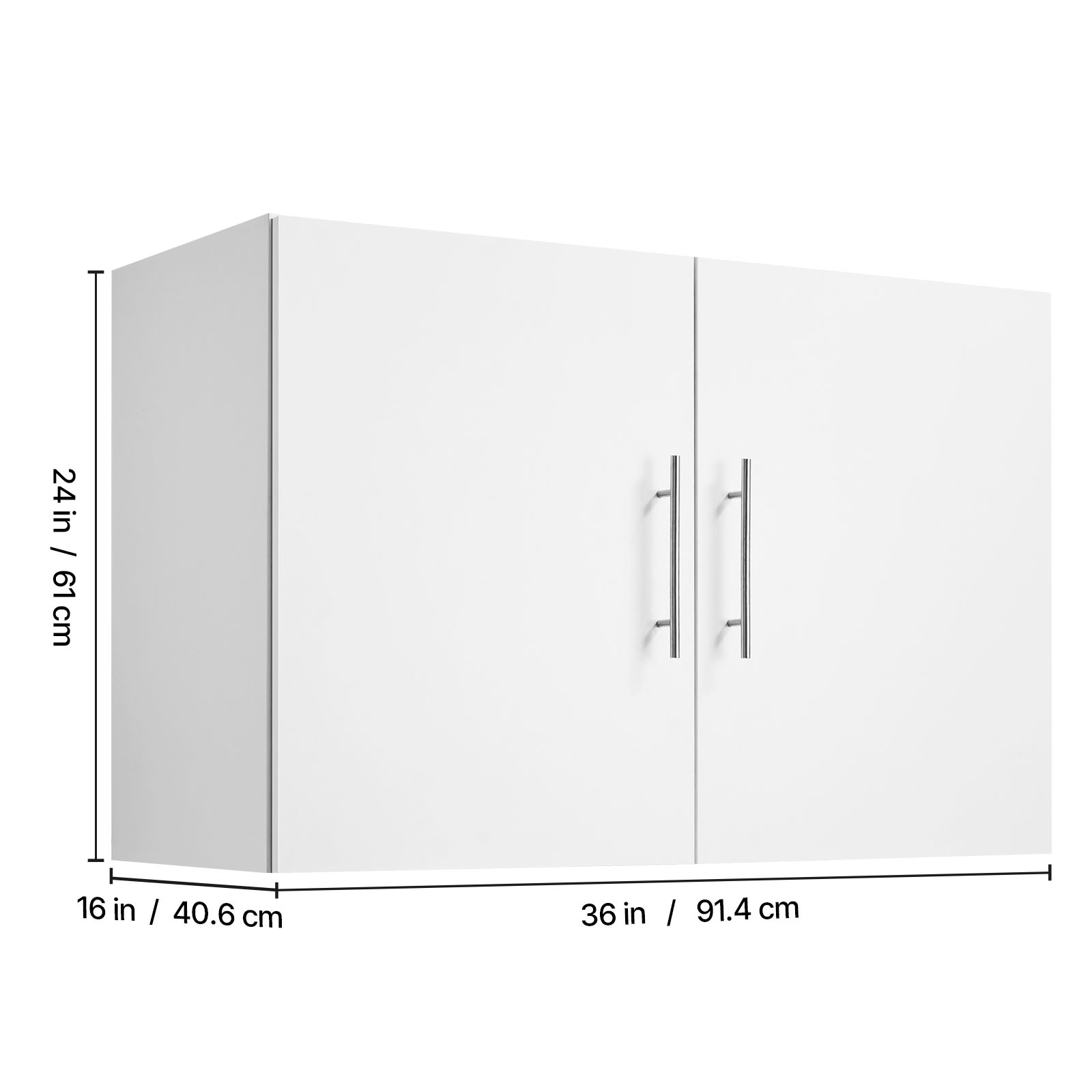 KFFKFF Laundry Room Wall Cabinet, 2-Tier Wall-Mounted Storage Unit with Adjustable Shelf, 36-Inch Cupboard with Double Doors, Suitable for Kitchen, Bathroom, or Laundry, 16 x 36 x 24 in (D x W x H)