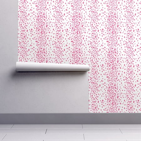 Removable Water-Activated Wallpaper Dots Polka Dots Hot Pink White Modern (Best Hot Wallpapers Hd)