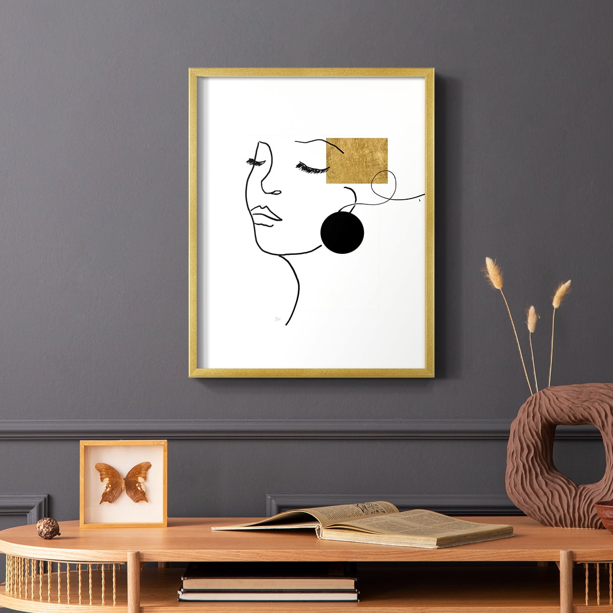 Shapes and Lines II in Gold Solid Wood 11 x 14 Framed Print