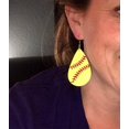 thumbnail image 4 of StylesILove Women Baseball Games Teardrop Leather Dangle Earrings (Yellow), 4 of 5