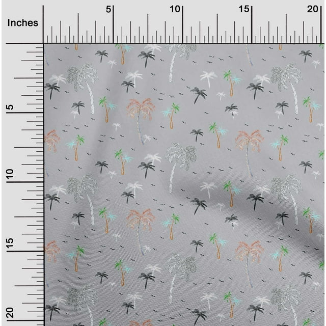 oneOone Georgette Viscose Fabric Bird & Palm Tree Printed Craft Fabric BTY 42 Inch Wide