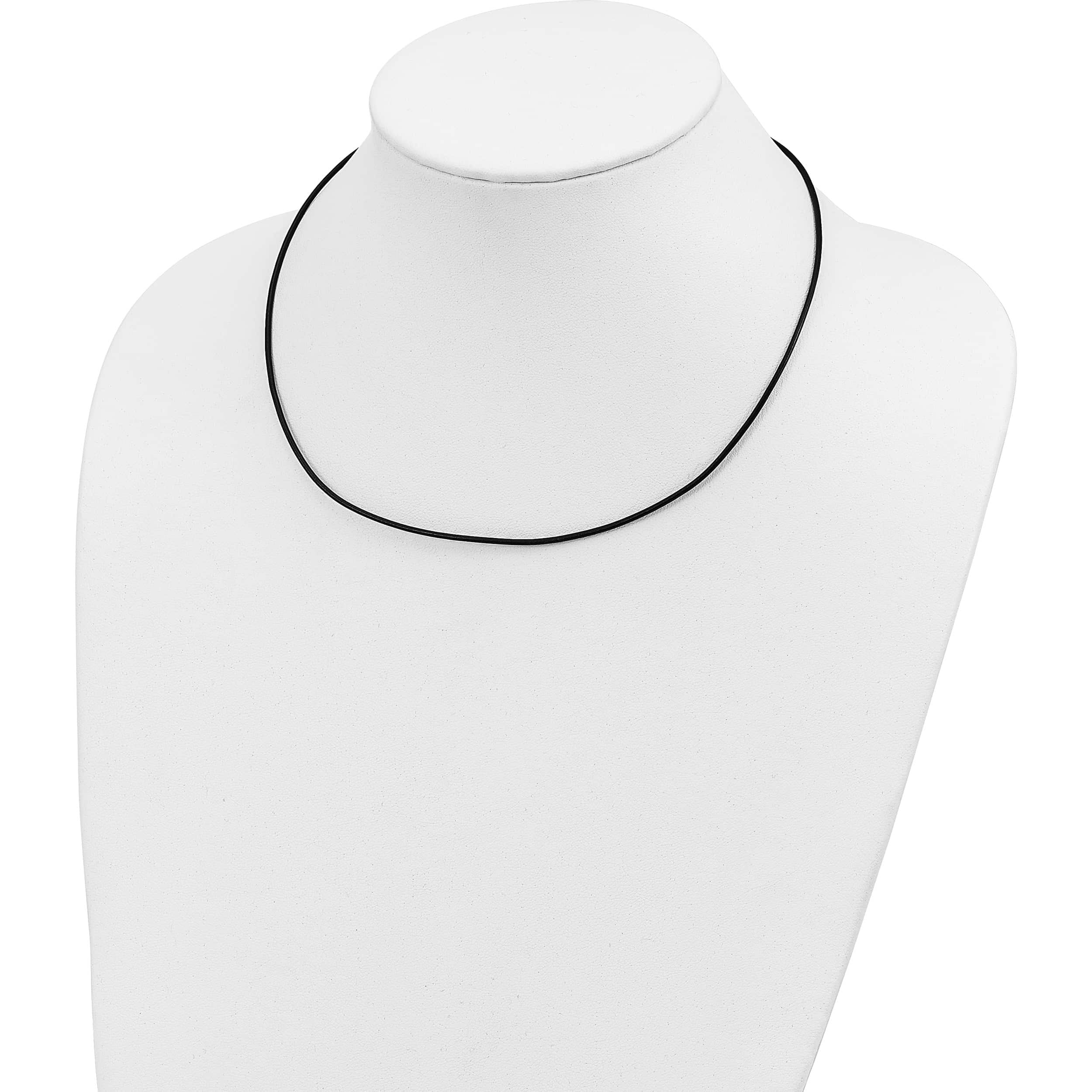 14K White Gold 1.5mm 20In Black Leather Cord Necklace (20 X 1.5) Made In United States xg251-20