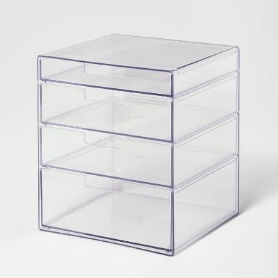 4 Drawer Stackable Countertop Organizer Clear -  Bathroom & Makeup Organizer, PETG Material, 8.02" Height
