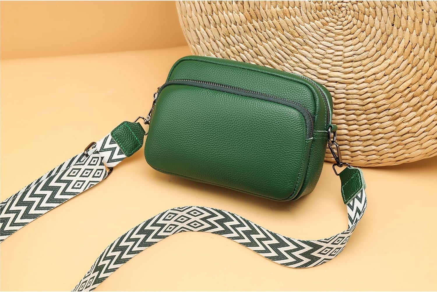Small Shoulder Crossbody Bag for Women Vegan Leather Handbag Purse Triple Zip Wallet Purse Trendy Bag