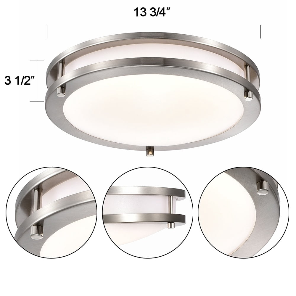 C Cattleya  Brushed Nickel Integrated LED Flush Mount Ceiling Light Selectable 3000K/4000K/5000K 20W 13.75in. Width 13 to 24 Inches