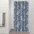 thumbnail image 2 of Blue Pioneer Flower and Paisley Pattern (3) Shower Curtain 36"x72" ,Bathroom Decorative Shower Curtains Set with 12 Hooks,Modern Waterproof Washable Shower Curtain, 2 of 6