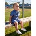 thumbnail image 4 of BemeyourBBs Newborn Baby Boys Summer Clothes Cotton Linen Baptism Day Gentleman Outfit Short Sleeve Bowtie Shirt Romper with Suspender Shorts Set, 4 of 9
