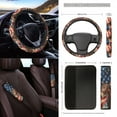 thumbnail image 3 of Renewold Horse American Flag Front Car Seat Cover Set with Steering Wheel Cover Seat Belt Pads Center Console Cushion Pad Trash Bin Phone Holder Rearview Mirror Cover Cup Holder Keychain, Pack of 12, 3 of 7