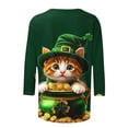 thumbnail image 5 of TaTaai St. Patrick's Day Women's Casual Print Round Neck 3/4 Sleeve T-Shirt Loose Top Gift, 5 of 5