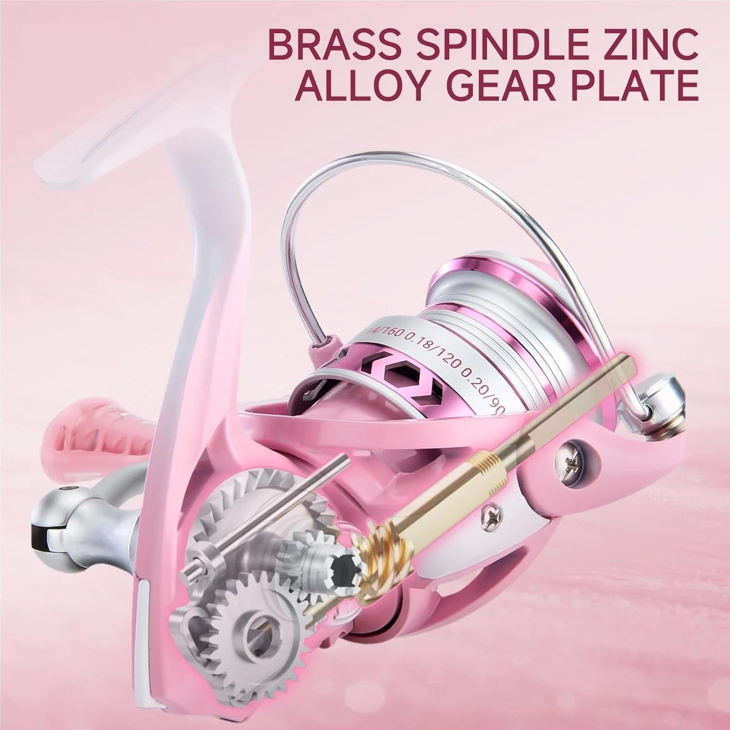 Pink Purple Lightweight Spinning Fishing Reel 3+1BB 5.2:1 Gear Ratio 8KG Max Drag Metal Spool Rocker Arm Interchangeable for Left and Right Hands