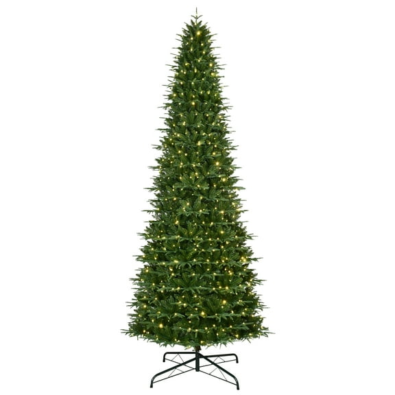 12 ft Pre-Lit Sheridan Sure-Lit Pole Slim Pine Christmas Tree, 800 Color-Changing LED, Green, by Holiday Time