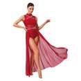 thumbnail image 3 of renvena Costumes de Danse Lyrique pour Femmes Robe Maxi Sans Manches à Col Roulé Dos Nu en Tulle Bourgogne G, 3 of 7
