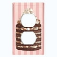 thumbnail image 2 of Metal Light Switch Plate Cover Layered Marshmallow Cake Striped Wallpaper Pink CAK058, 2 of 13